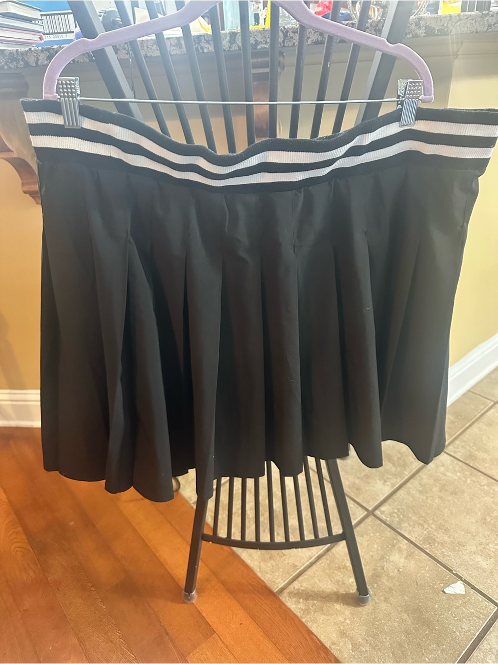 Torrid Black Pleated Mini skort with Striped Waistband, shorts underneath